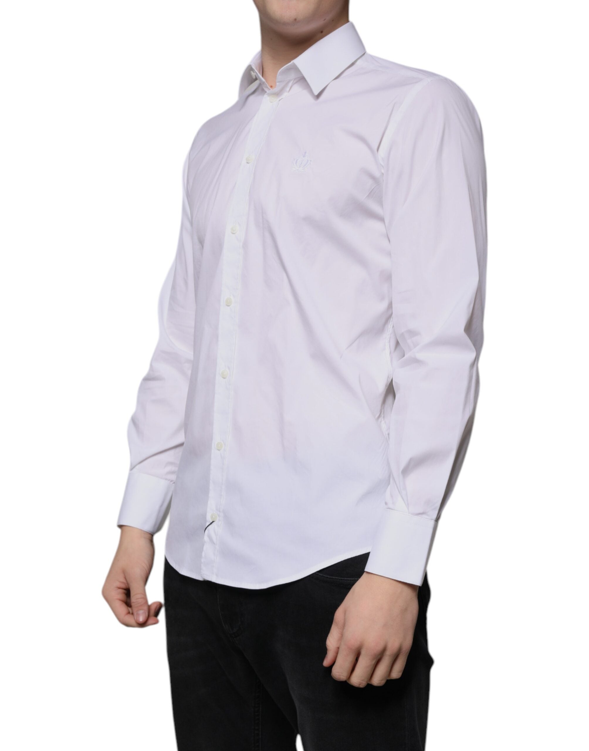 Dolce & Gabbana Beyaz Pamuklu Gömlek MARTINI Slim Fit Erkek